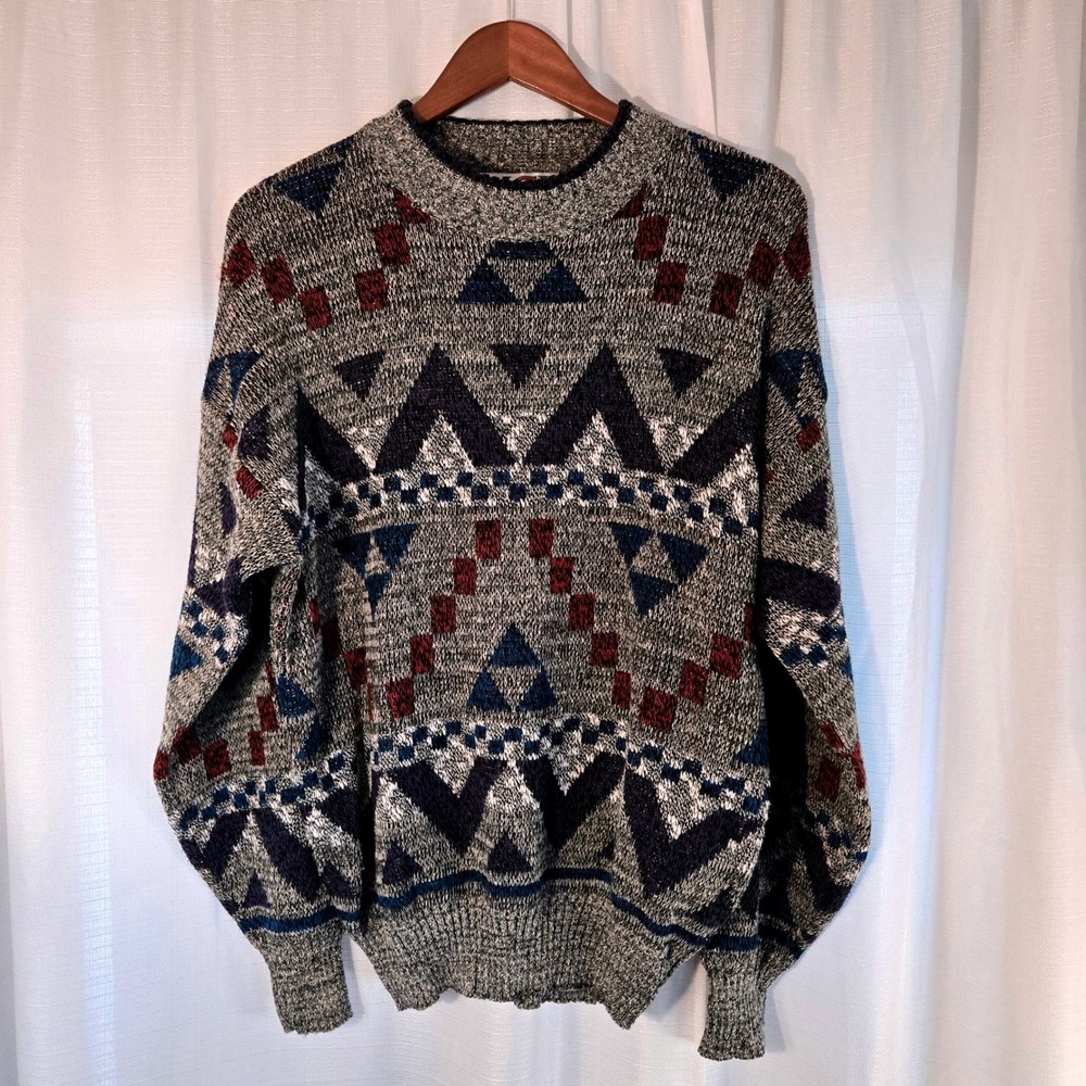 Vintage 1990's  Michael Gerald Ltd Mens Geometric Pattern Knit‎ Sweater Size L